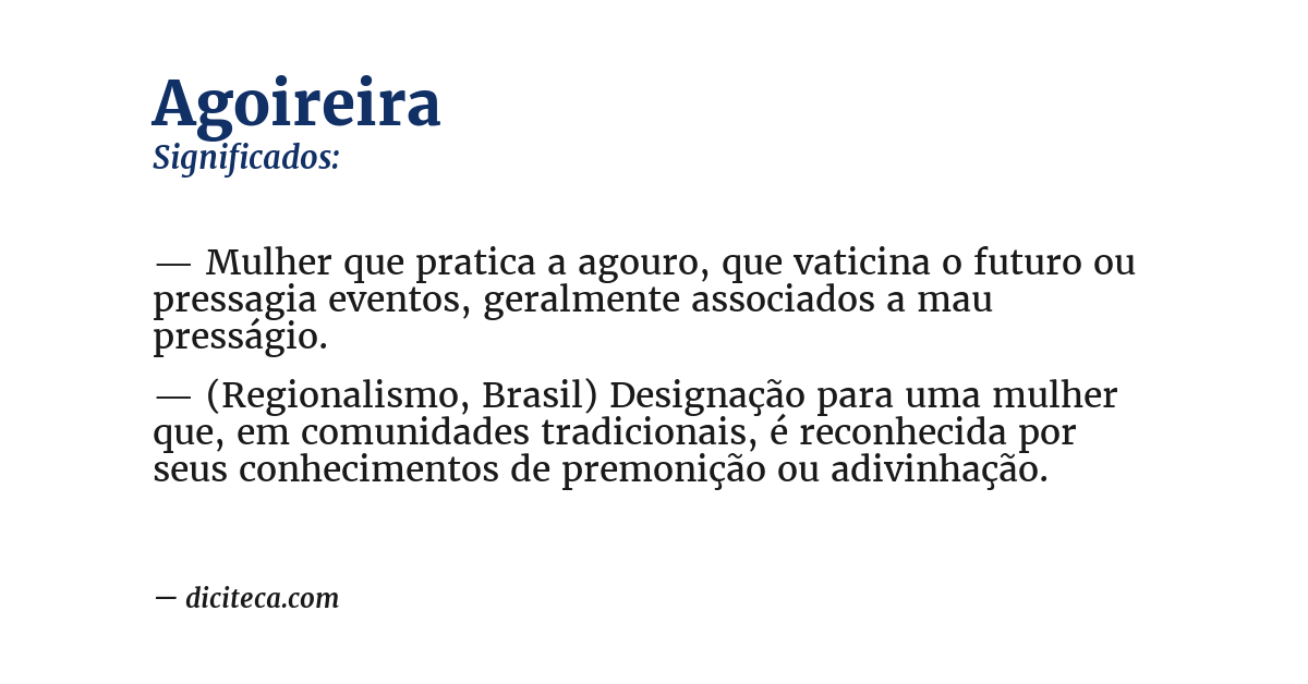 Significado de agoireira