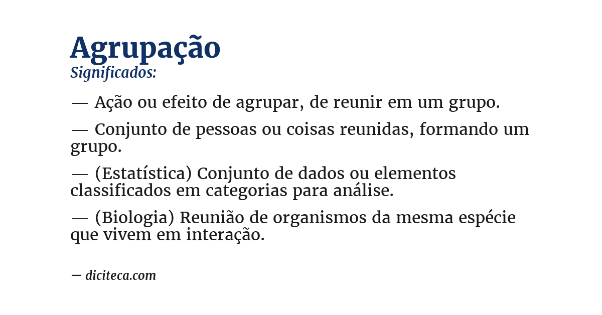 Significado de agrupação