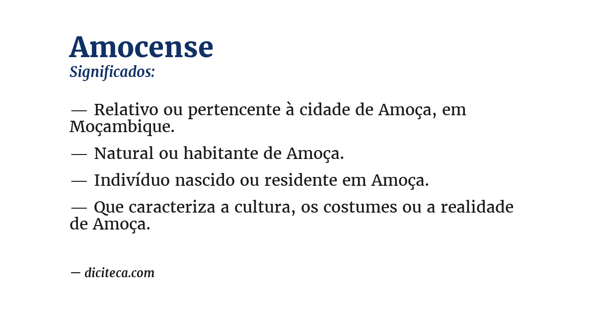 Significado de amocense