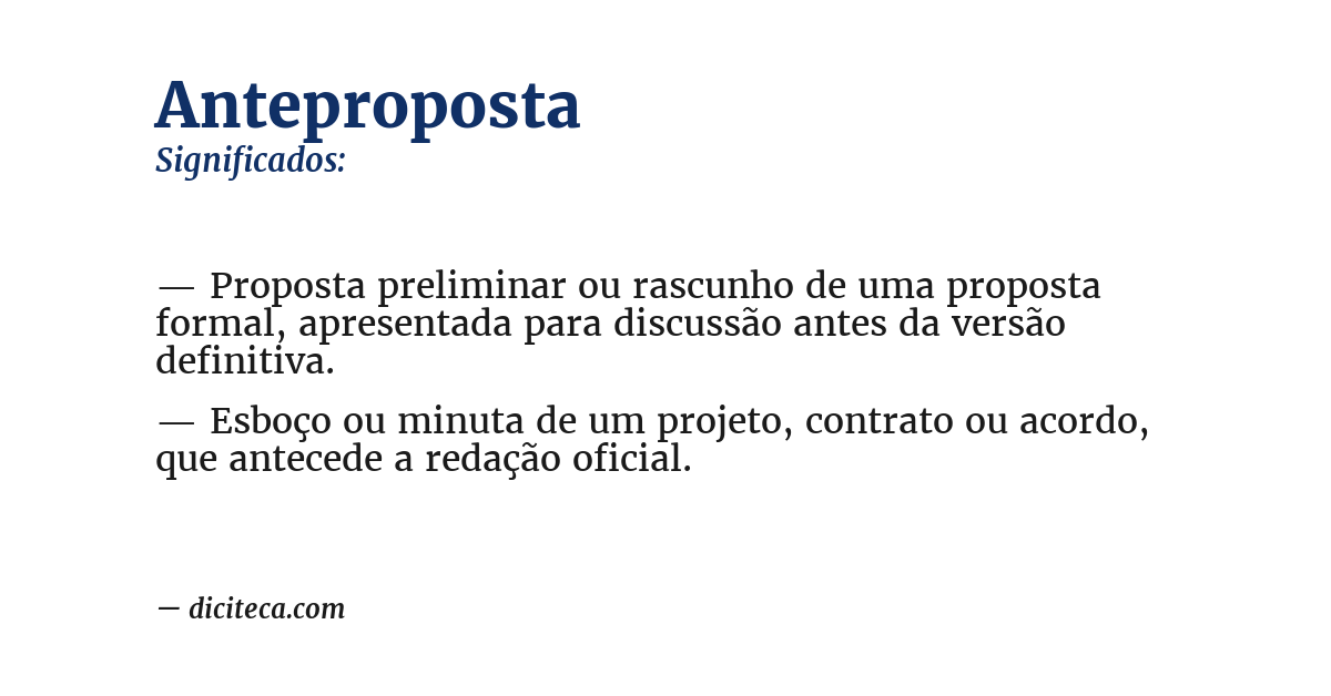 Significado de anteproposta