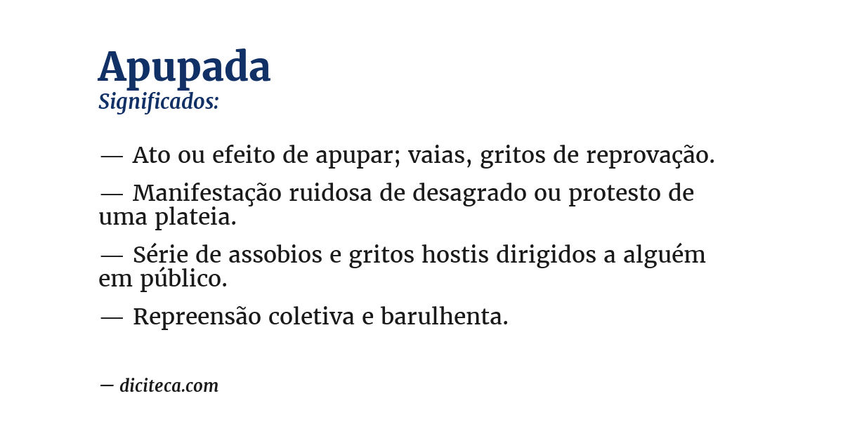 Significado de apupada