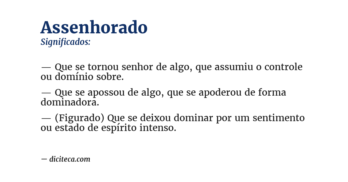 Significado de assenhorado