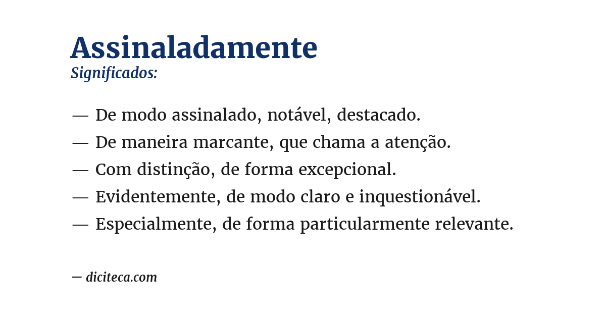 Significado de assinaladamente