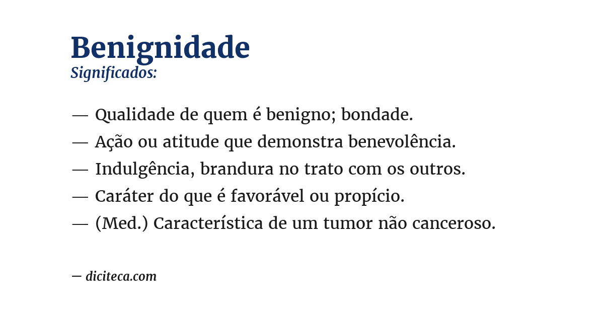 Significado de benignidade