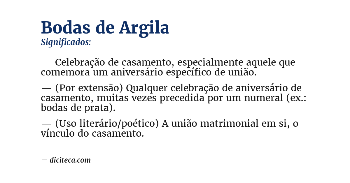 Significado de bodas de argila