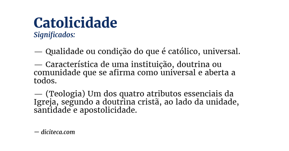 Significado de catolicidade