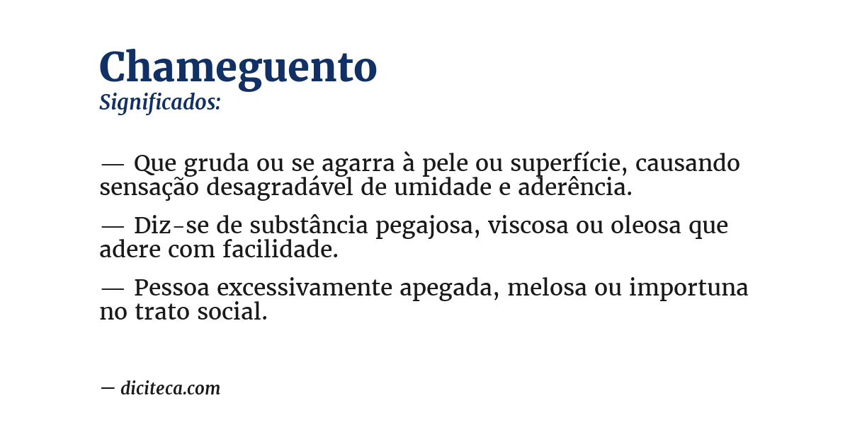 Significado de chameguento