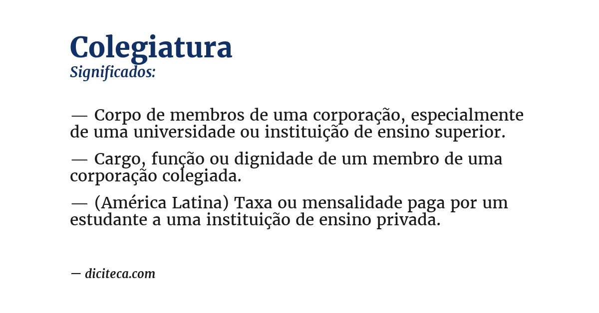 Significado de colegiatura