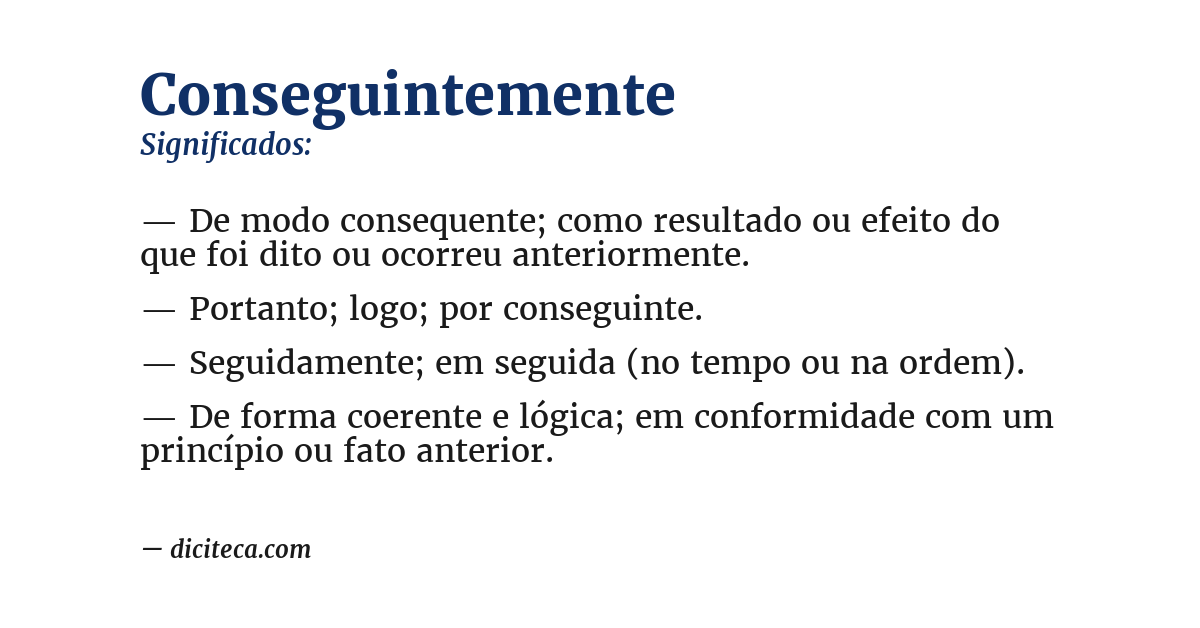 Significado de conseguintemente
