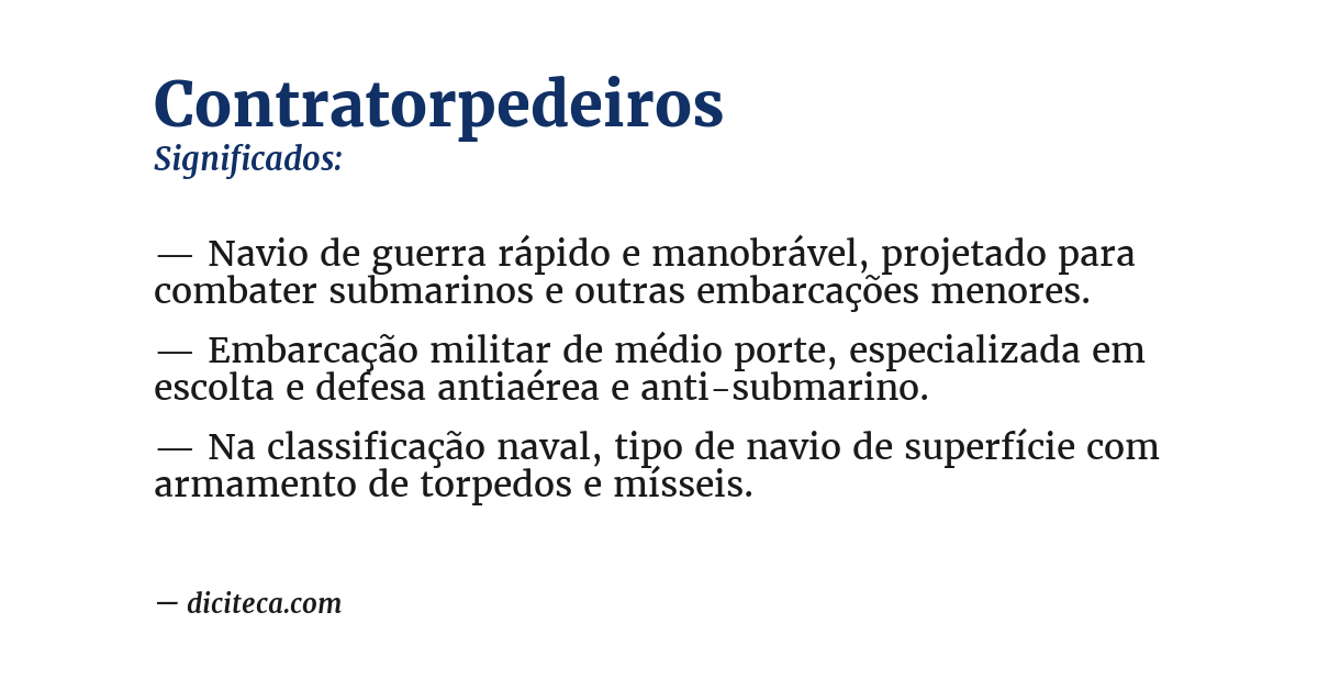 Significado de contratorpedeiros