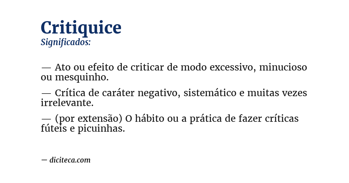 Significado de critiquice