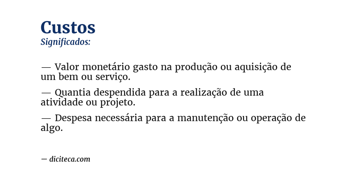 Significado de custos