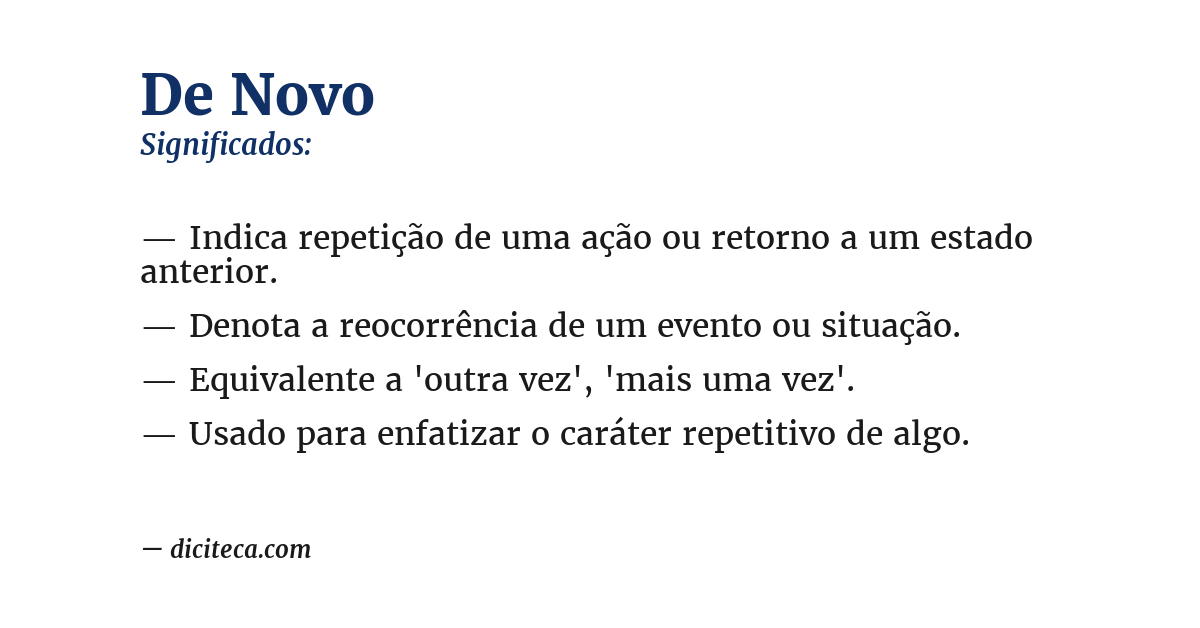 Significado de de novo