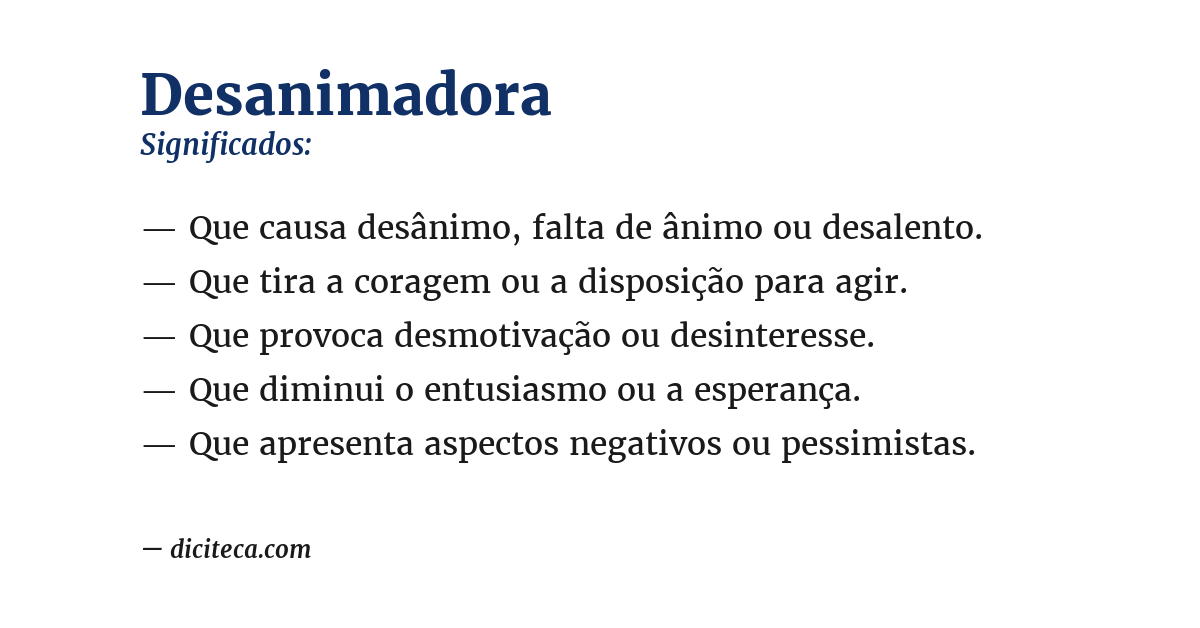 Significado de desanimadora