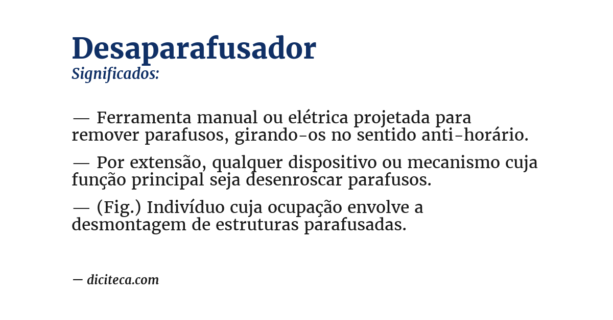 Significado de desaparafusador