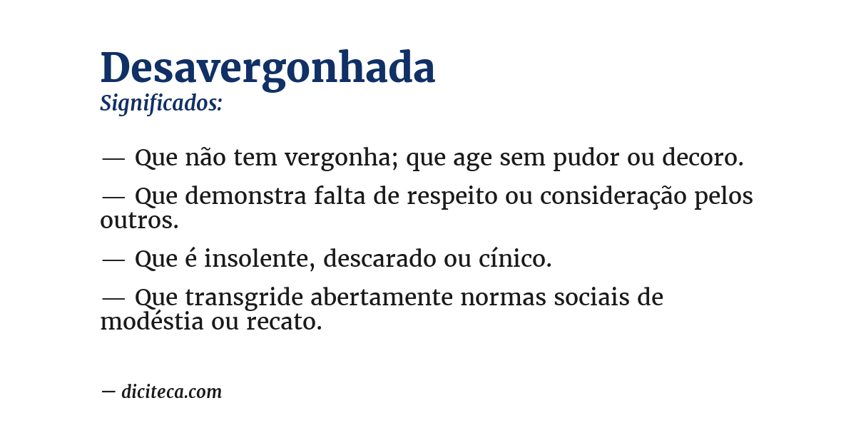 Significado de desavergonhada