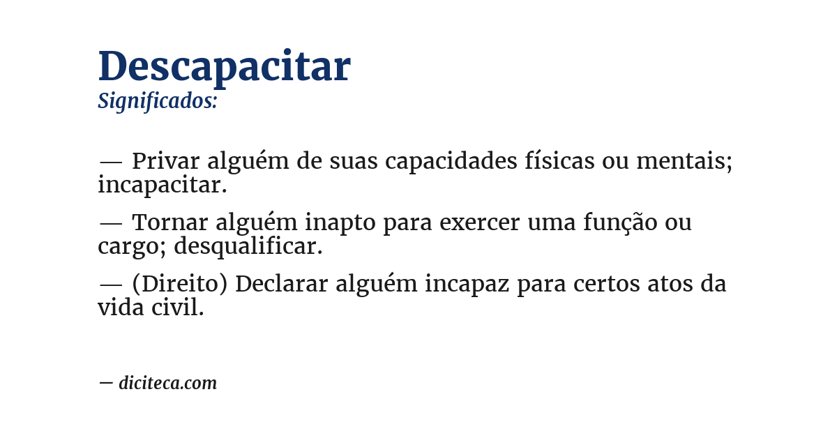 Significado de descapacitar