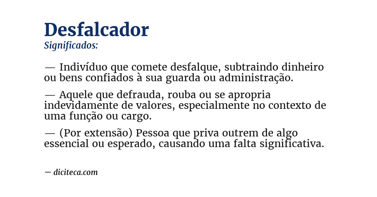 Significado de desfalcador