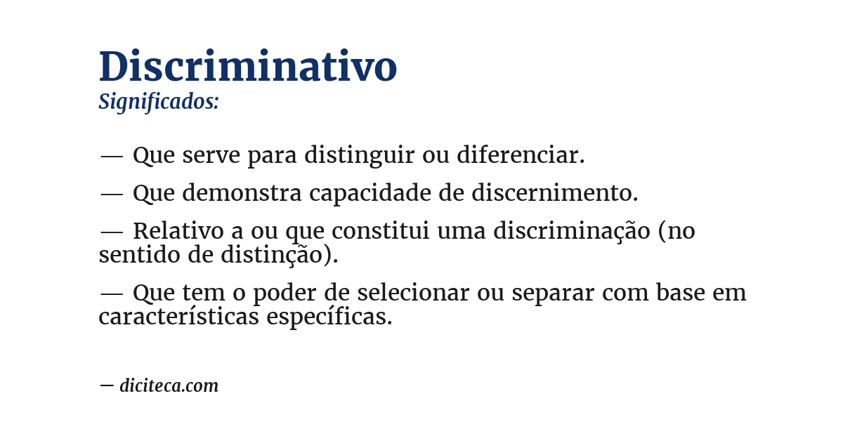 Significado de discriminativo