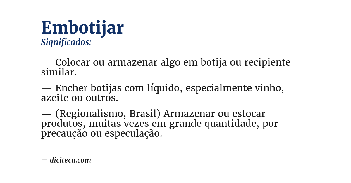 Significado de embotijar