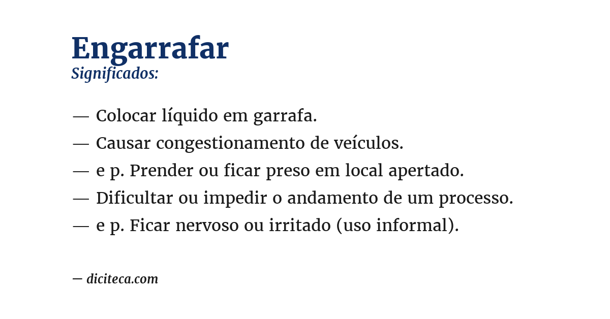 Significado de engarrafar