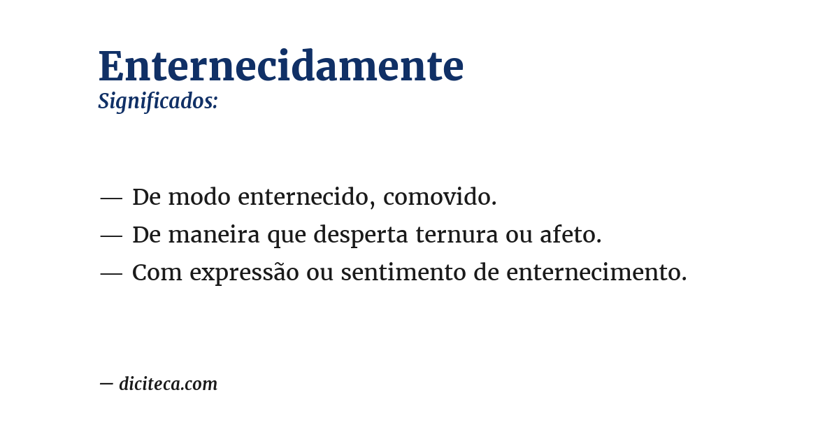 Significado de enternecidamente
