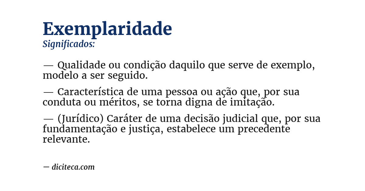 Significado de exemplaridade