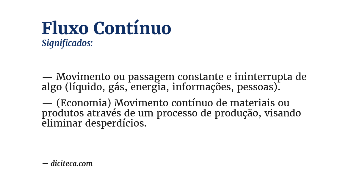 Significado de fluxo contínuo