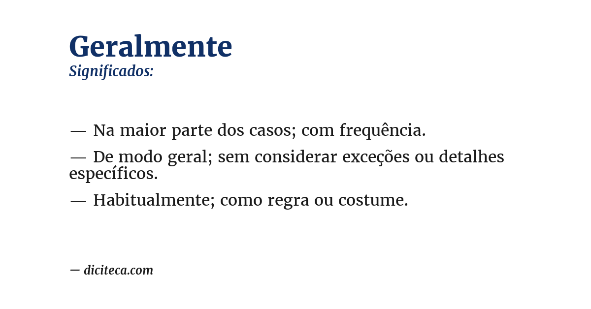 Significado de geralmente