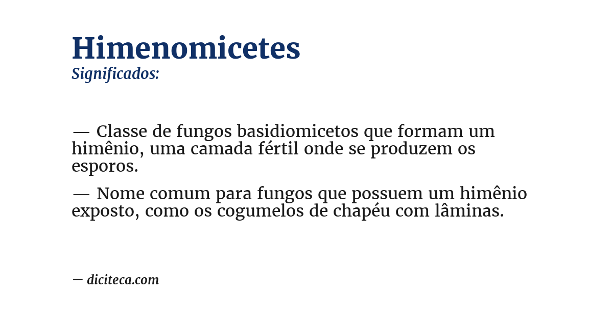 Significado de himenomicetes