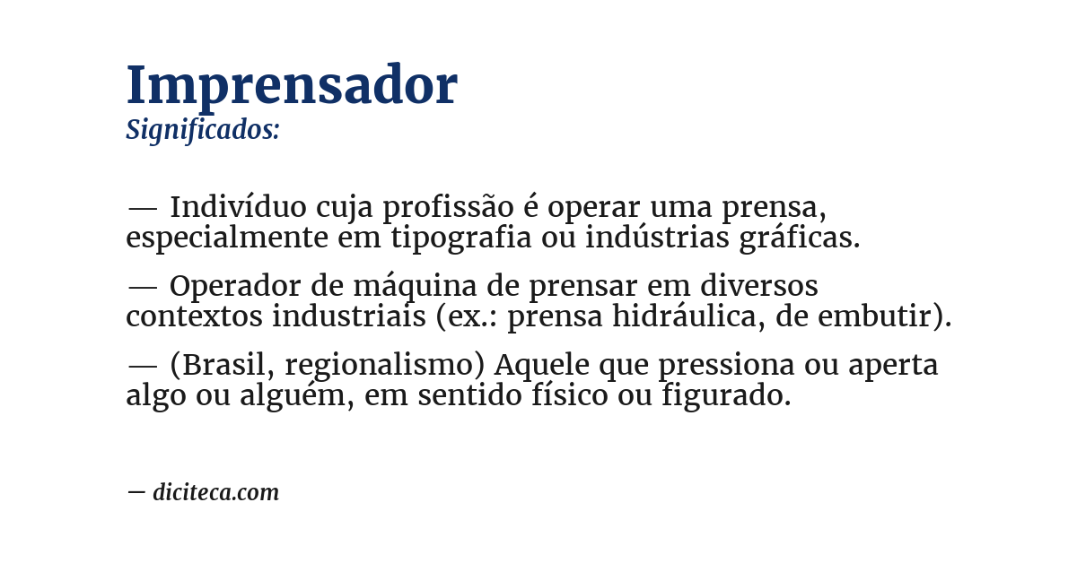Significado de imprensador
