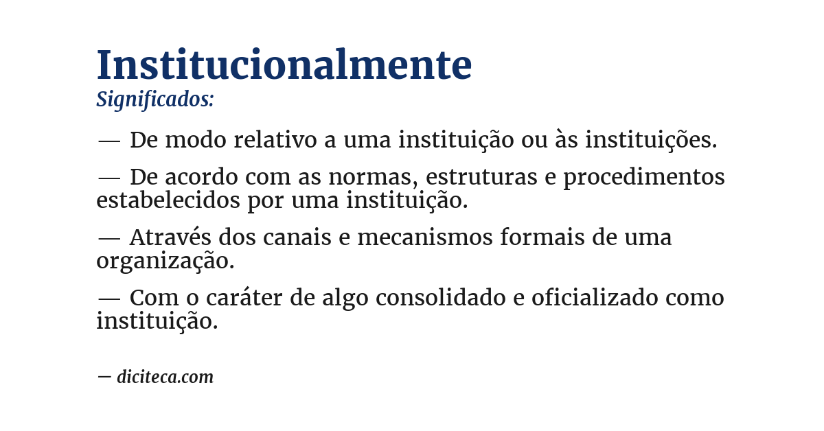 Significado de institucionalmente