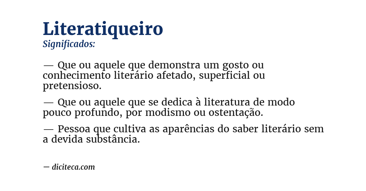 Significado de literatiqueiro