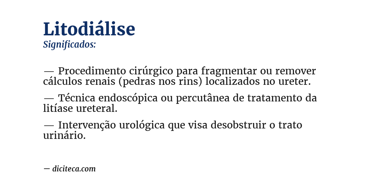 Significado de litodiálise