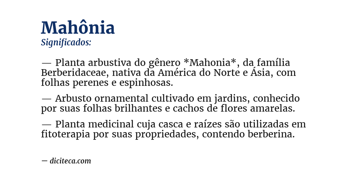 Significado de mahônia