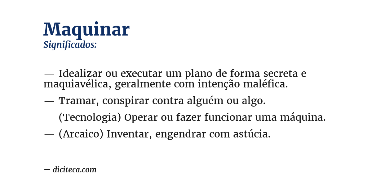 Significado de maquinar