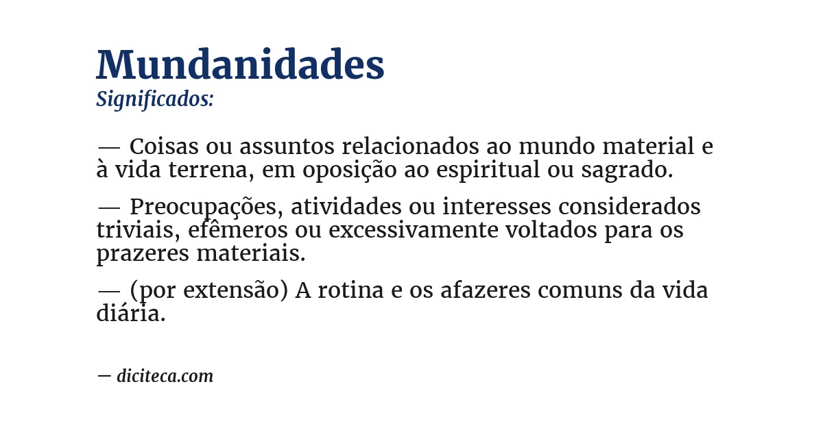 Significado de mundanidades