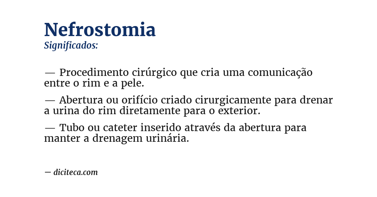 Significado de nefrostomia