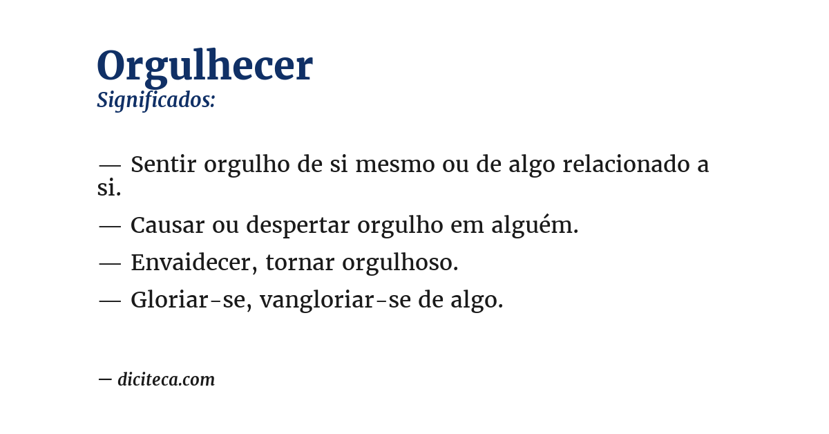 Significado de orgulhecer