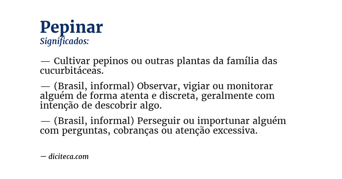 Significado de pepinar