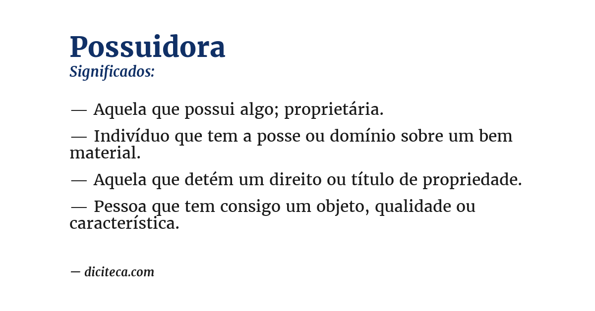Significado de possuidora