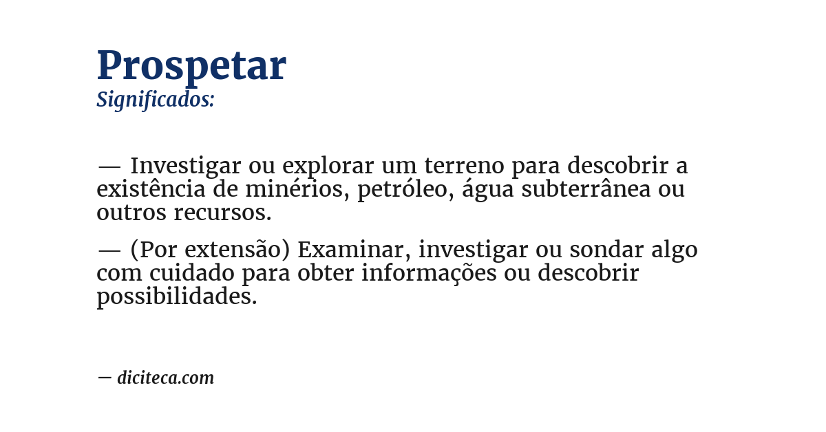 Significado de prospetar