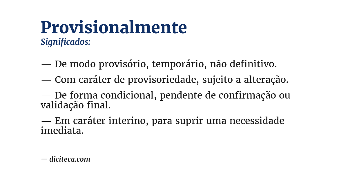 Significado de provisionalmente