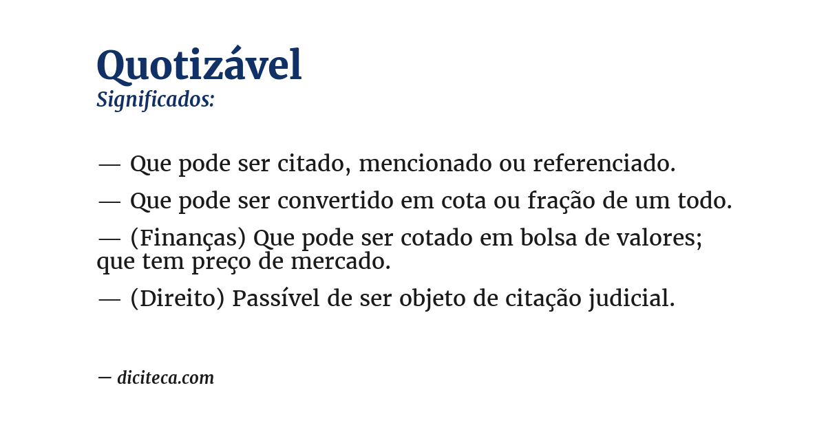 Significado de quotizável