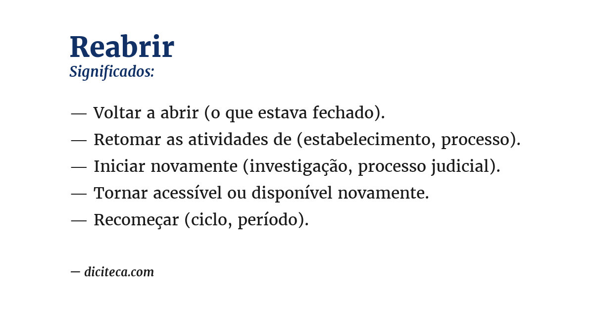 Significado de reabrir