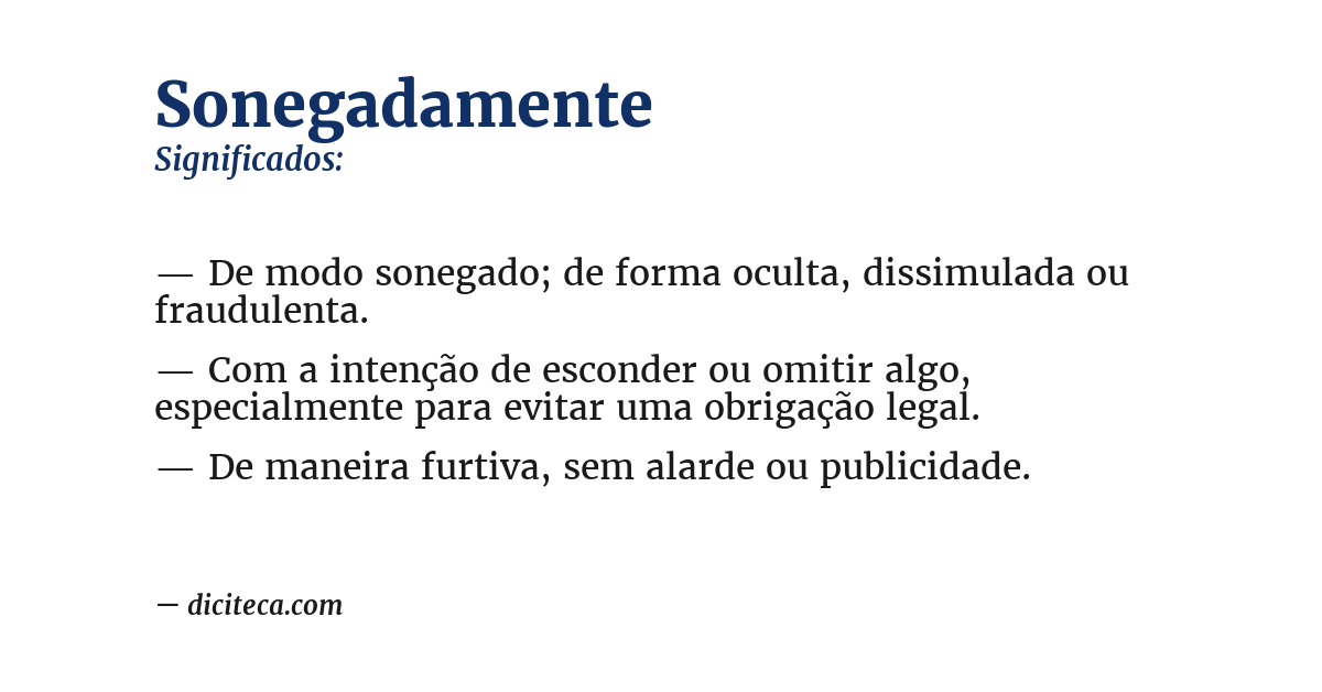 Significado de sonegadamente