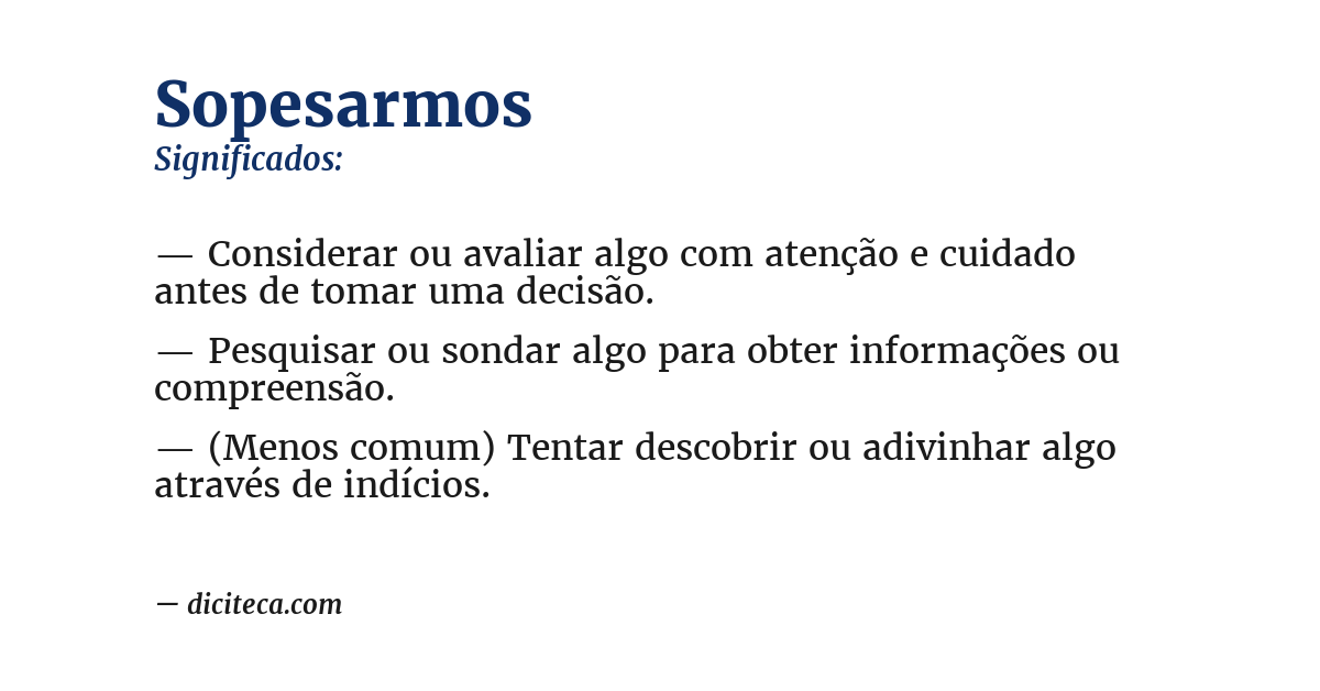 Significado de sopesarmos