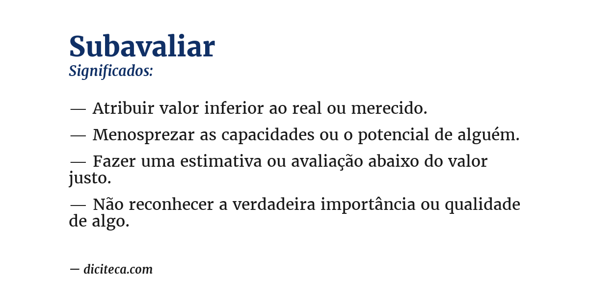 Significado de subavaliar