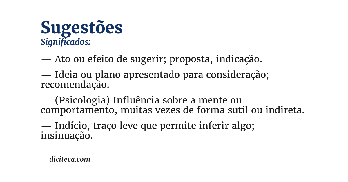 Significado de sugestões