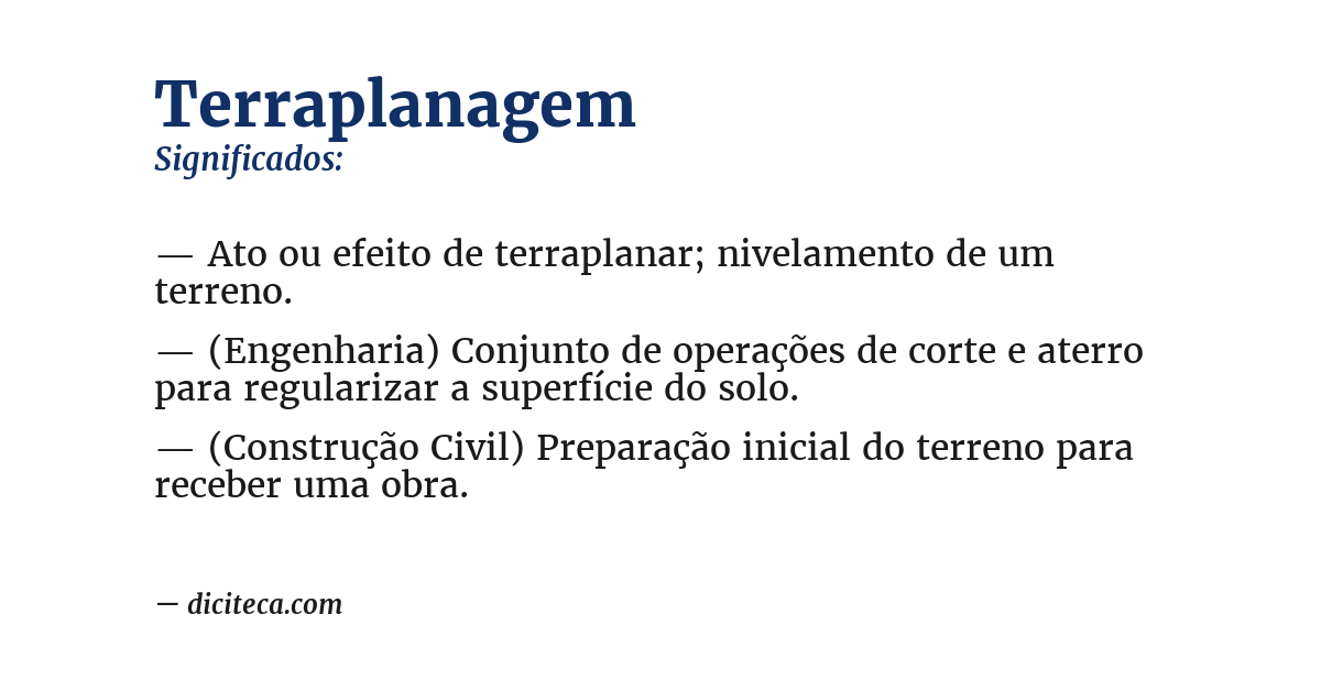 Significado de terraplanagem